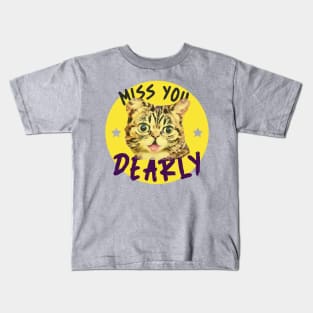 Miss You Dearly (kitty face inside yellow circle) Kids T-Shirt